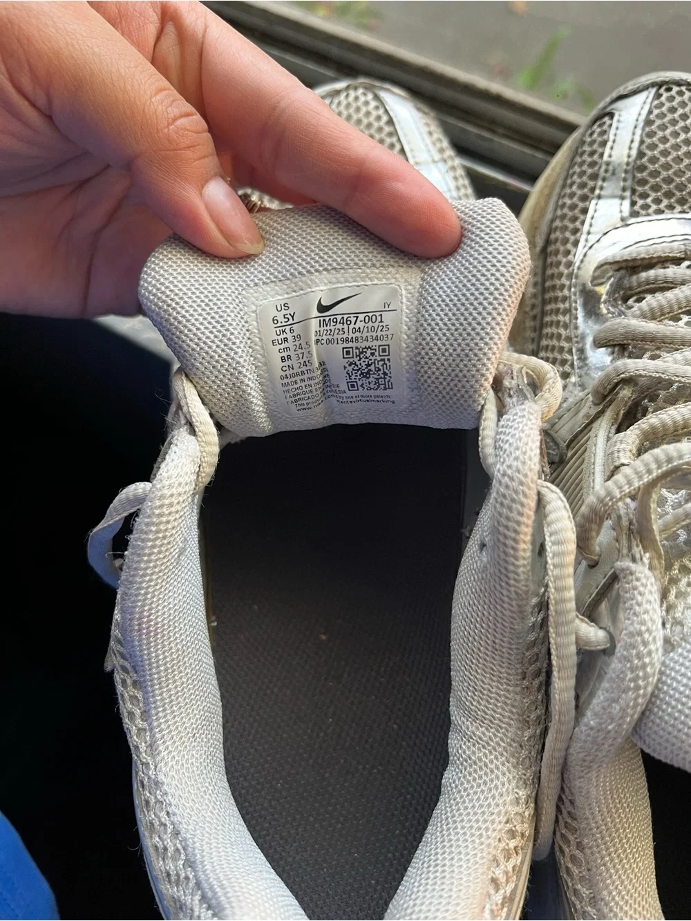 Nike Women's Silver Mesh and White Athletic Sneakers